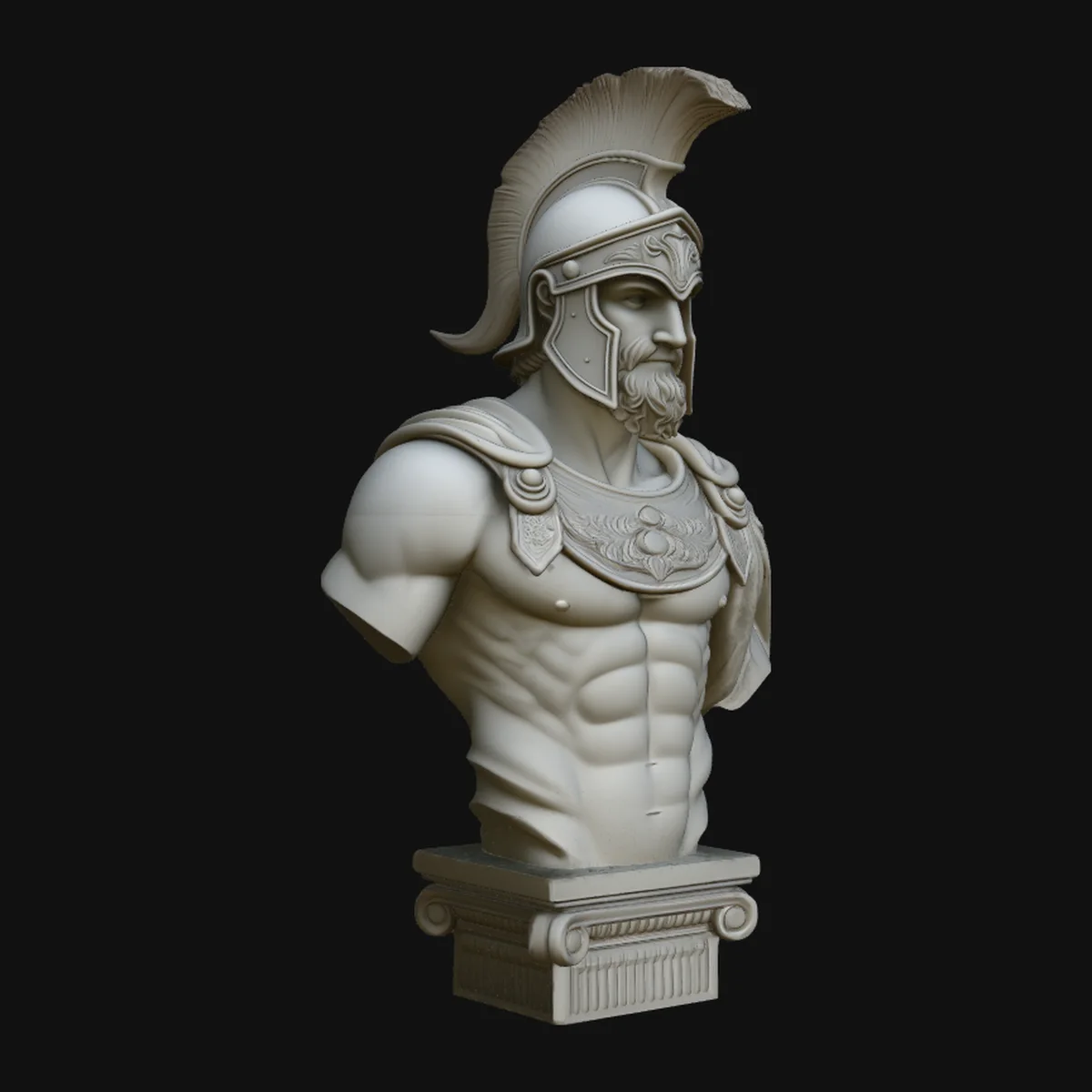 Greek Warrior Bust Statue Design 2