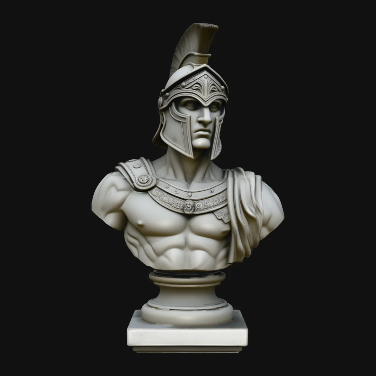 Greek Warrior Bust Statue Design 3