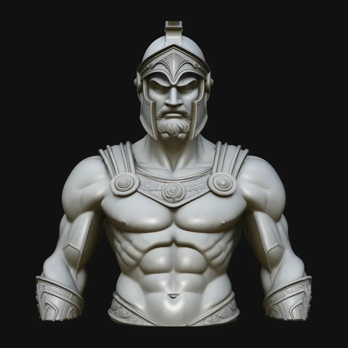 Greek Warrior Bust Statue Design 4