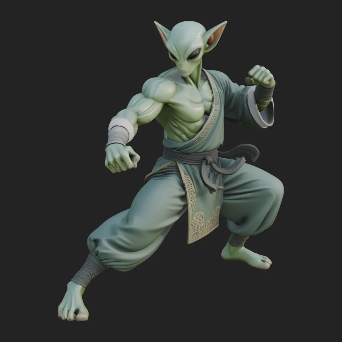 Green Alien Figure Statue Design 2