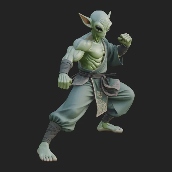 Green Alien Figure Statue Design 3
