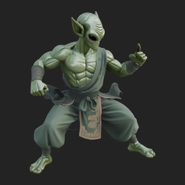 Green Alien Figure Statue Design 4