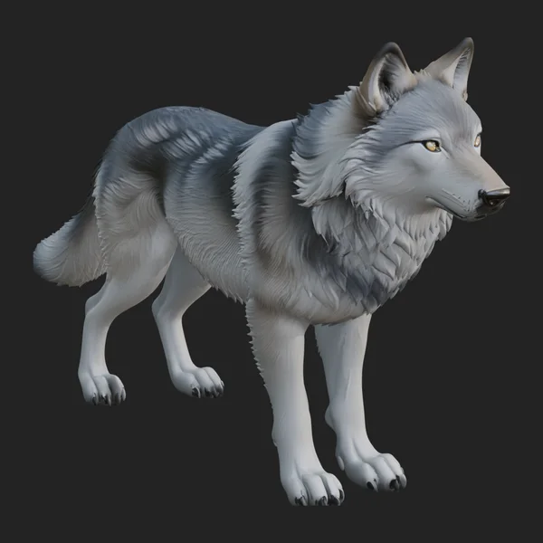 Gray Wolf Animal Statue Design 3