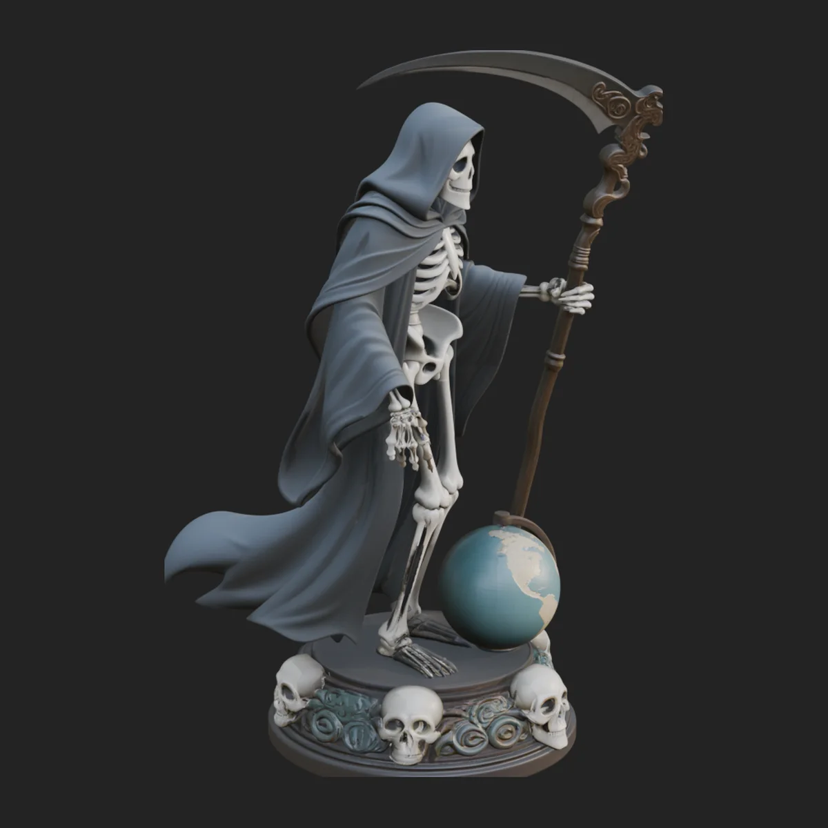 Grim Reaper with Scythe Statue Design 3