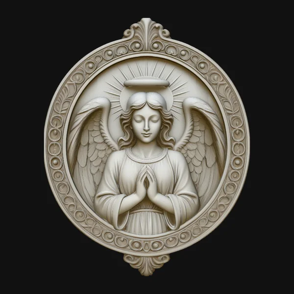 Guardian Angel Relief Medallion Pendant Design 1