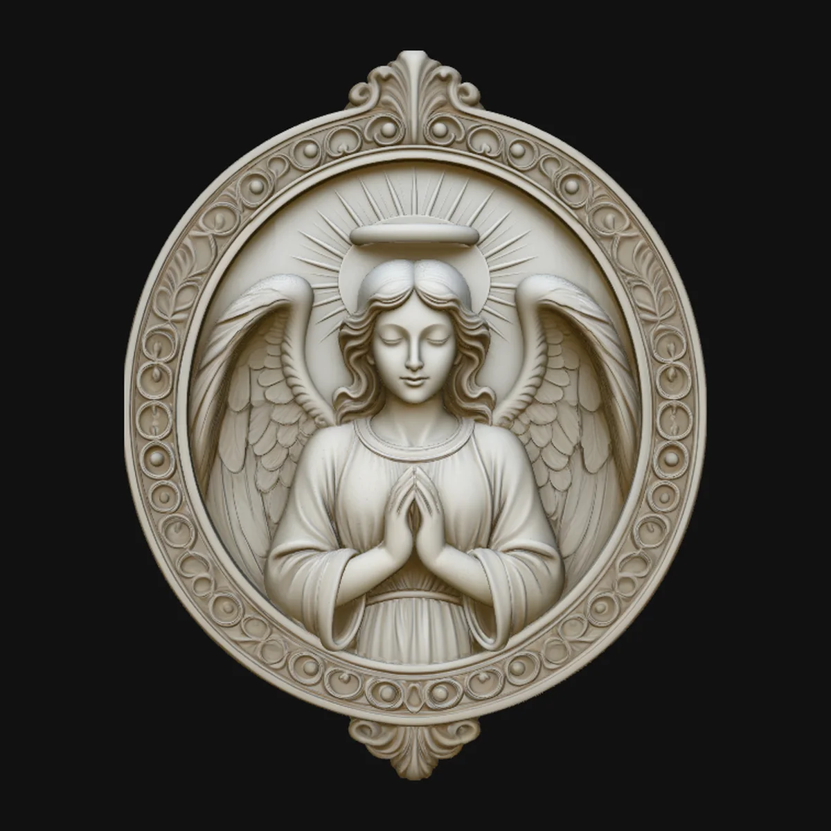 Guardian Angel Relief Medallion Pendant Design 1