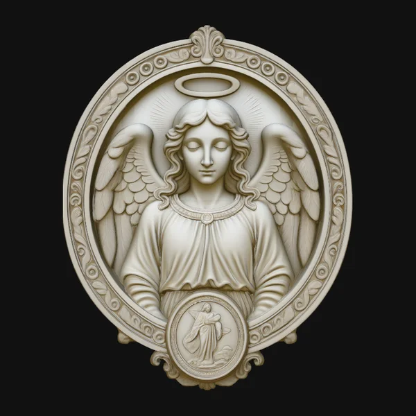 Guardian Angel Relief Medallion Pendant Design 2