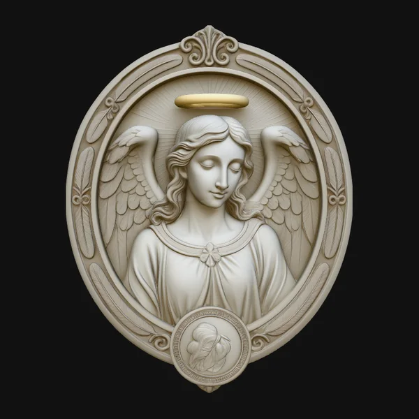 Guardian Angel Relief Medallion Pendant Design 3