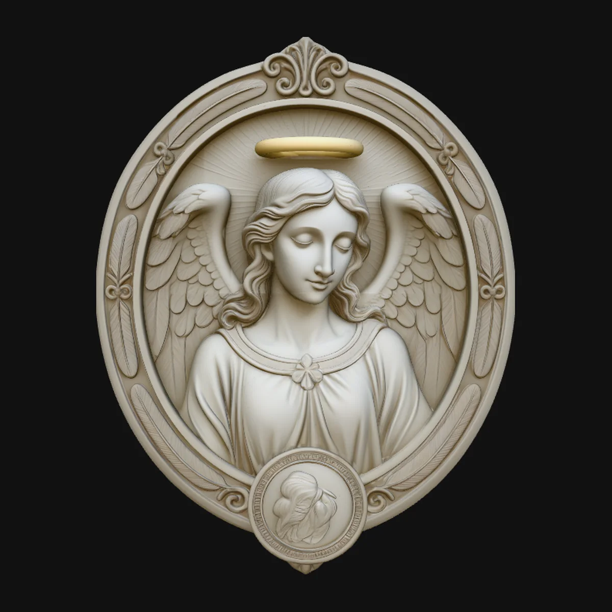 Guardian Angel Relief Medallion Pendant Design 3