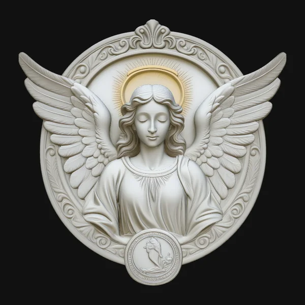Guardian Angel Relief Medallion Pendant Design 4