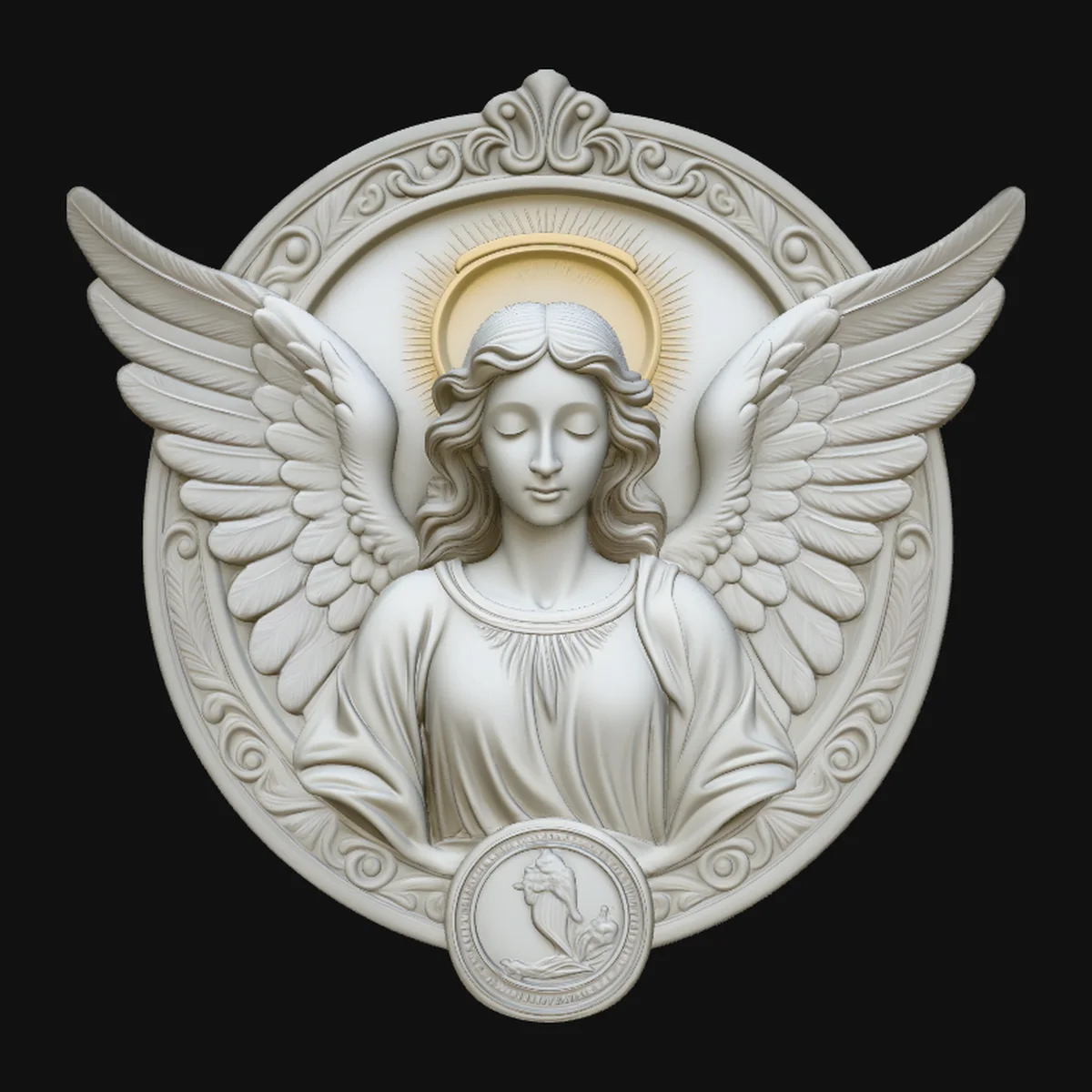 Guardian Angel Relief Medallion Pendant Design 4