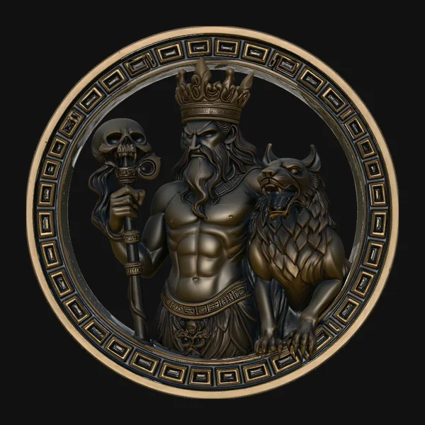 Hades and Cerberus Relief Medallion Pendant Design 2