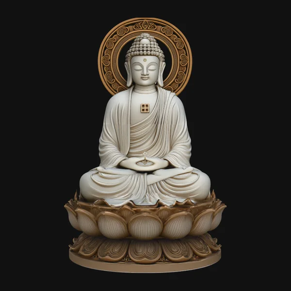 Haloed Buddha on Lotus Statue Design 1