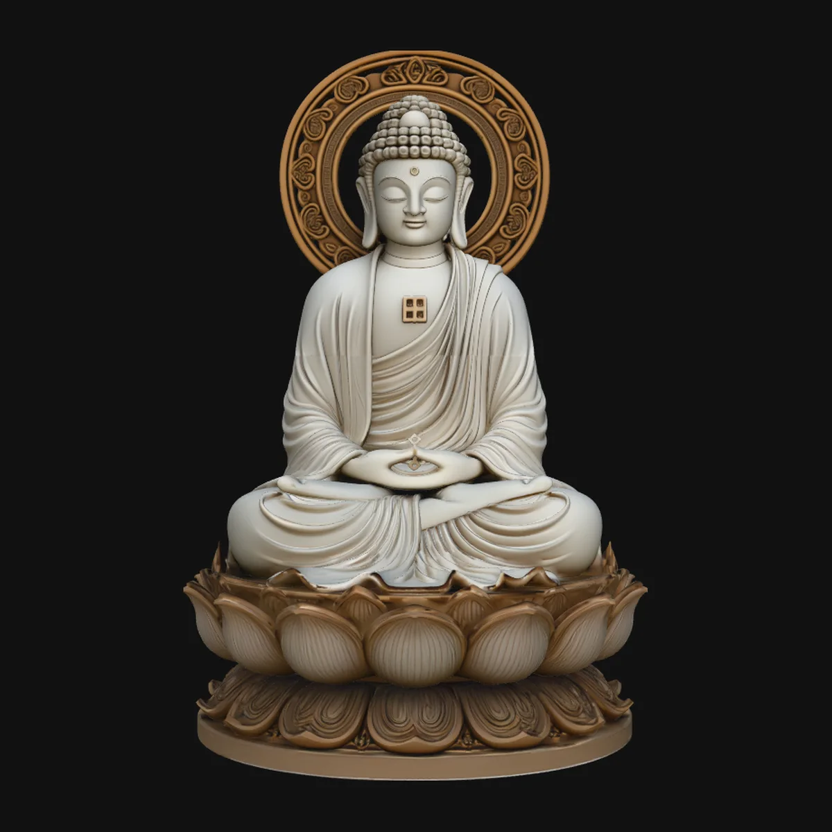Haloed Buddha on Lotus Statue Design 1