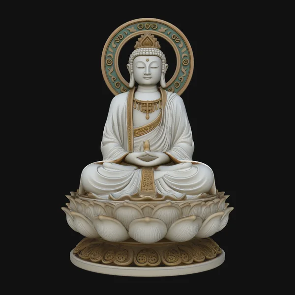 Haloed Buddha on Lotus Statue Design 2