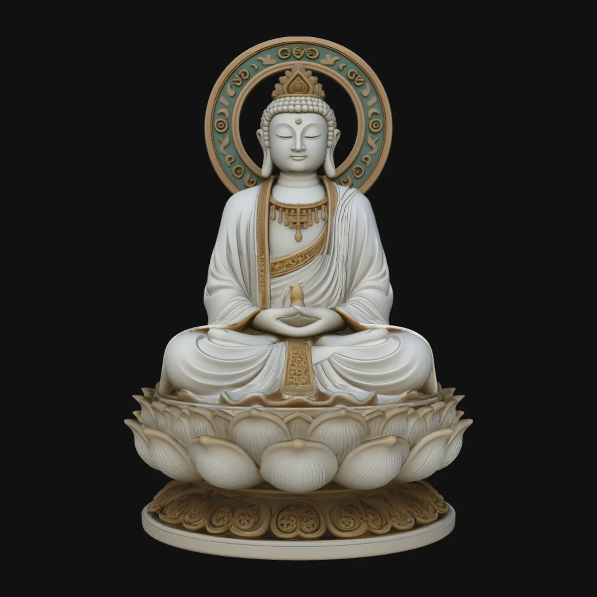 Haloed Buddha on Lotus Statue Design 2