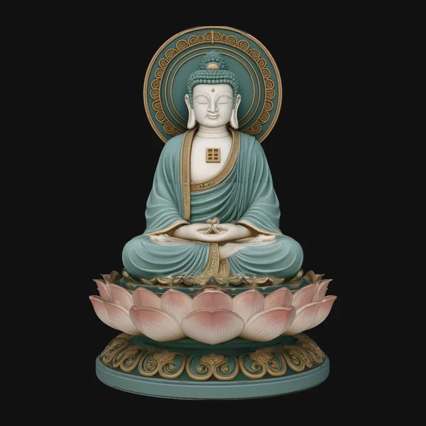 Haloed Buddha on Lotus Statue Design 4