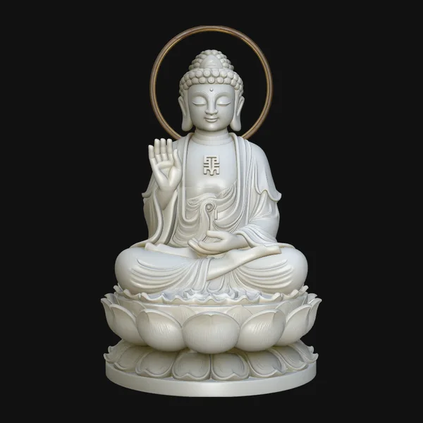 Haloed Buddha on Lotus Statue Design 5