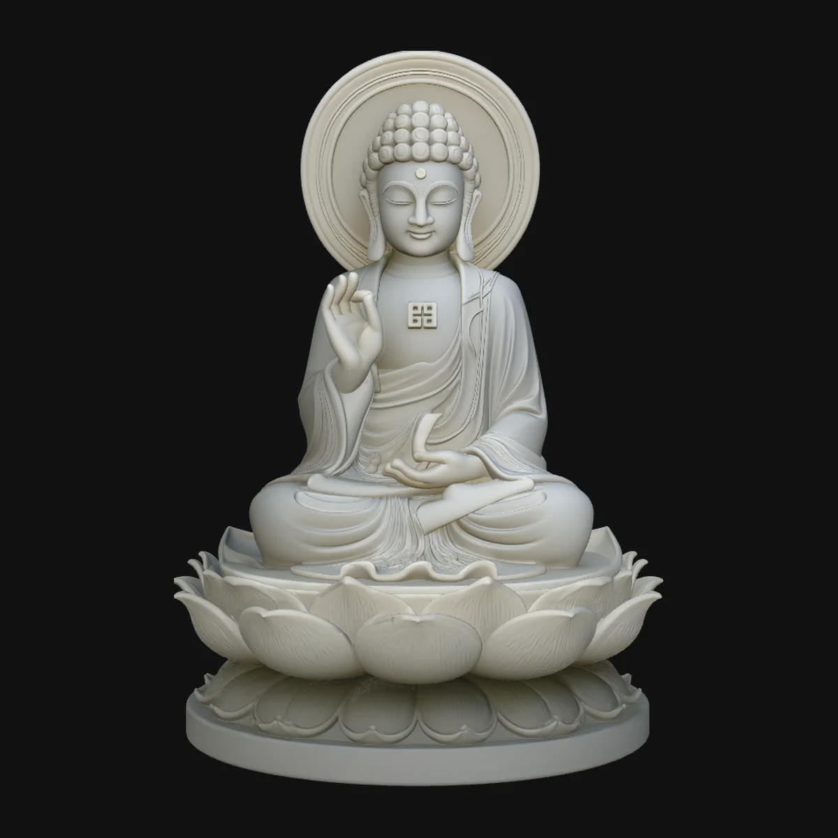 Haloed Buddha on Lotus Statue Design 6