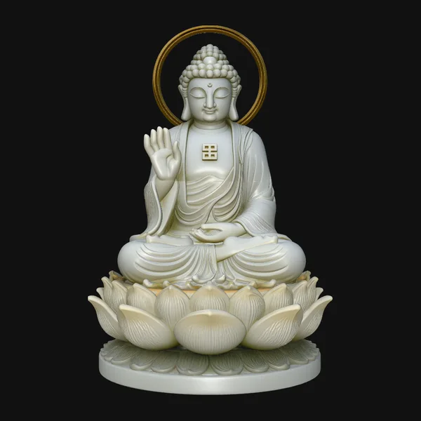 Haloed Buddha on Lotus Statue Design 8