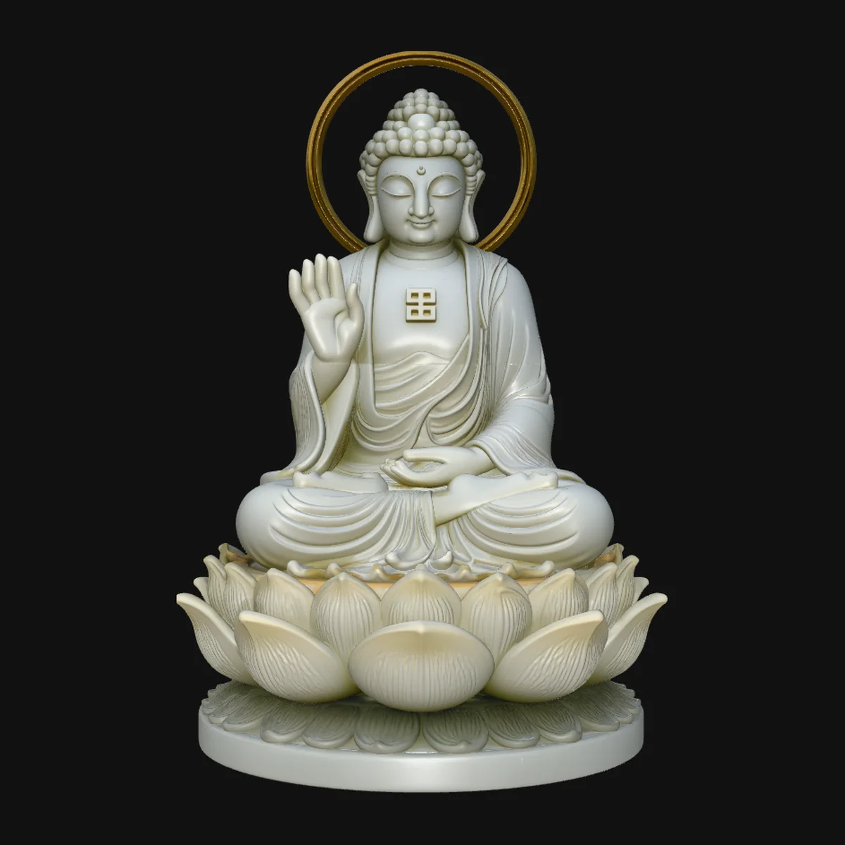 Haloed Buddha on Lotus Statue Design 8