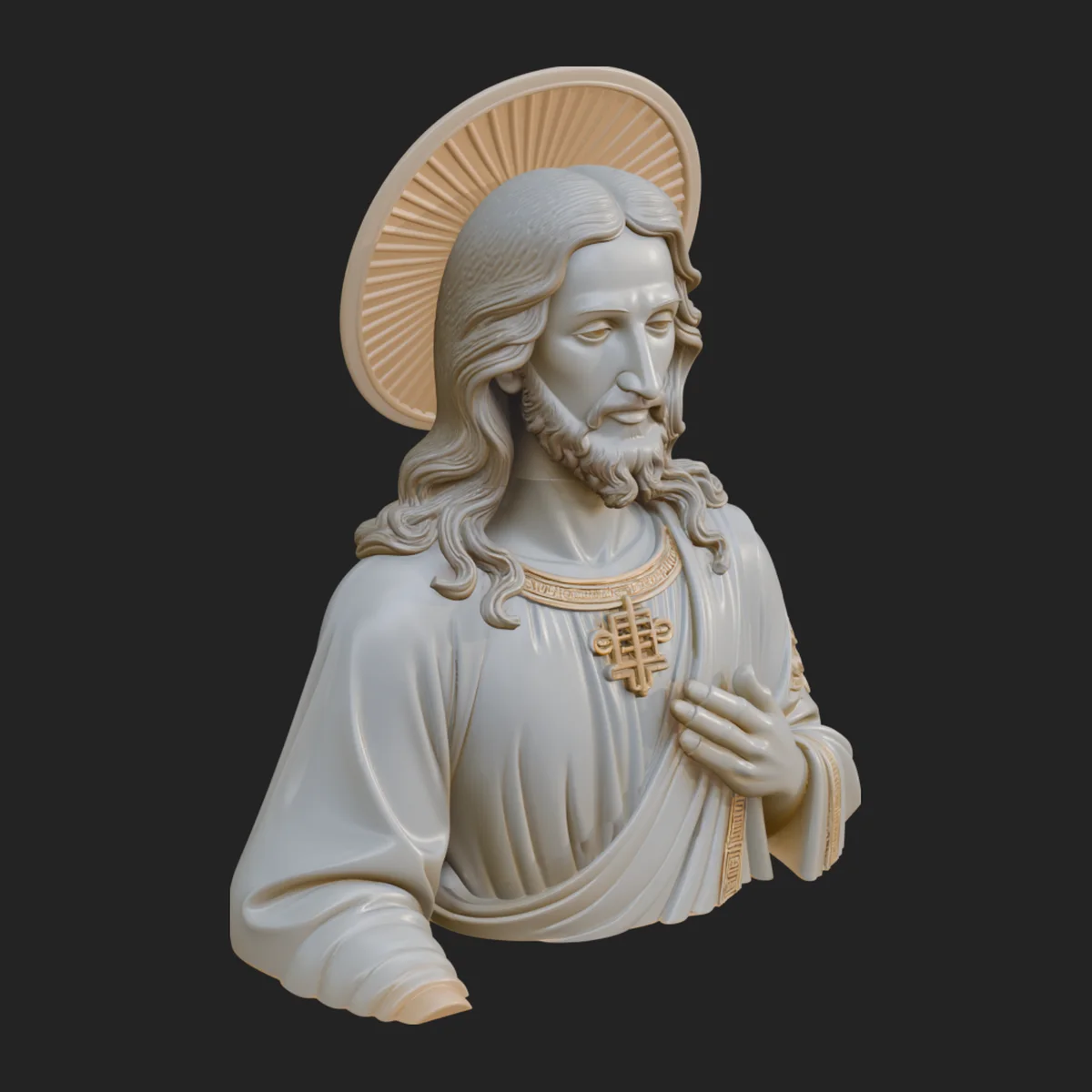 Haloed Christ Relief Bust Statue Design 1