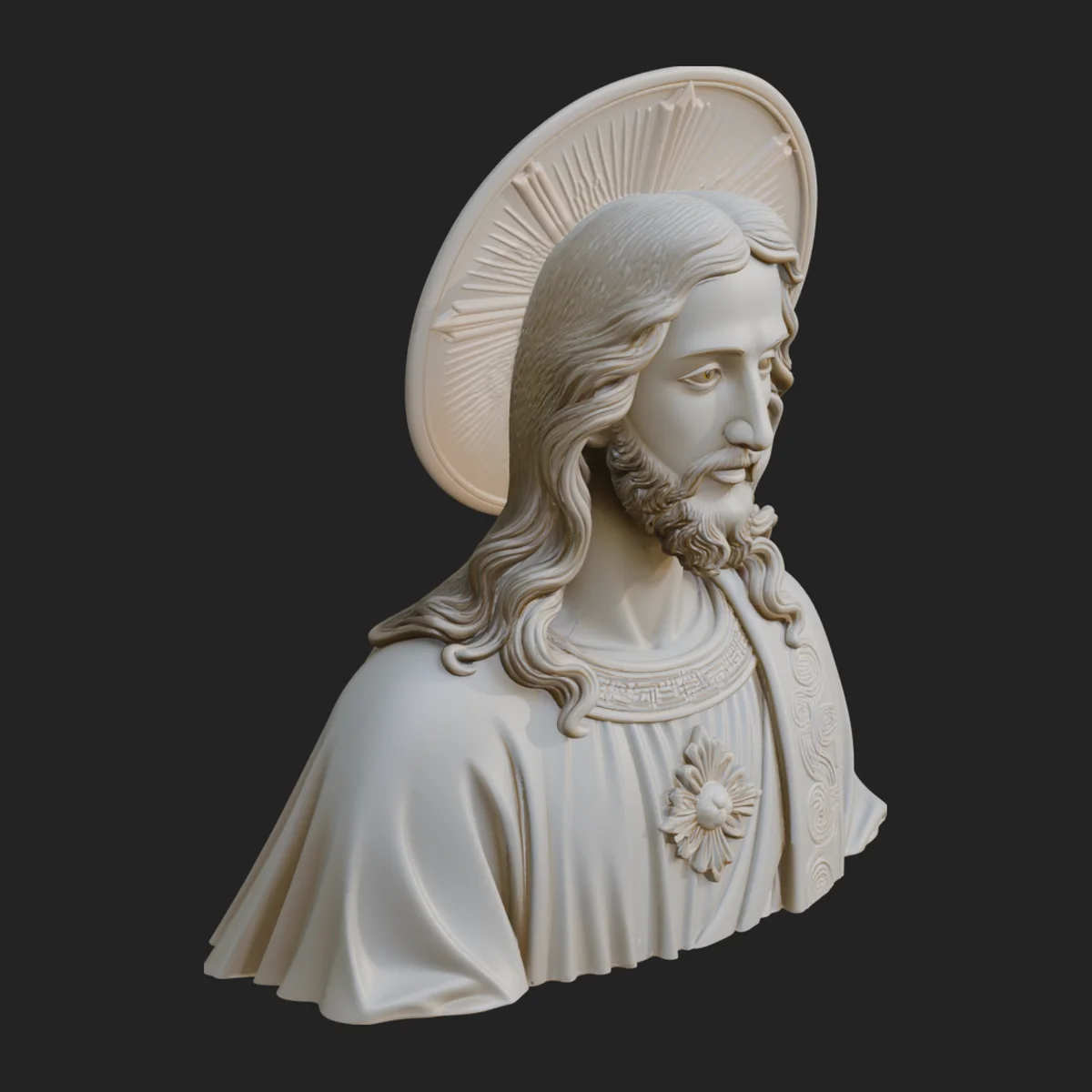 Haloed Christ Relief Bust Statue Design 2