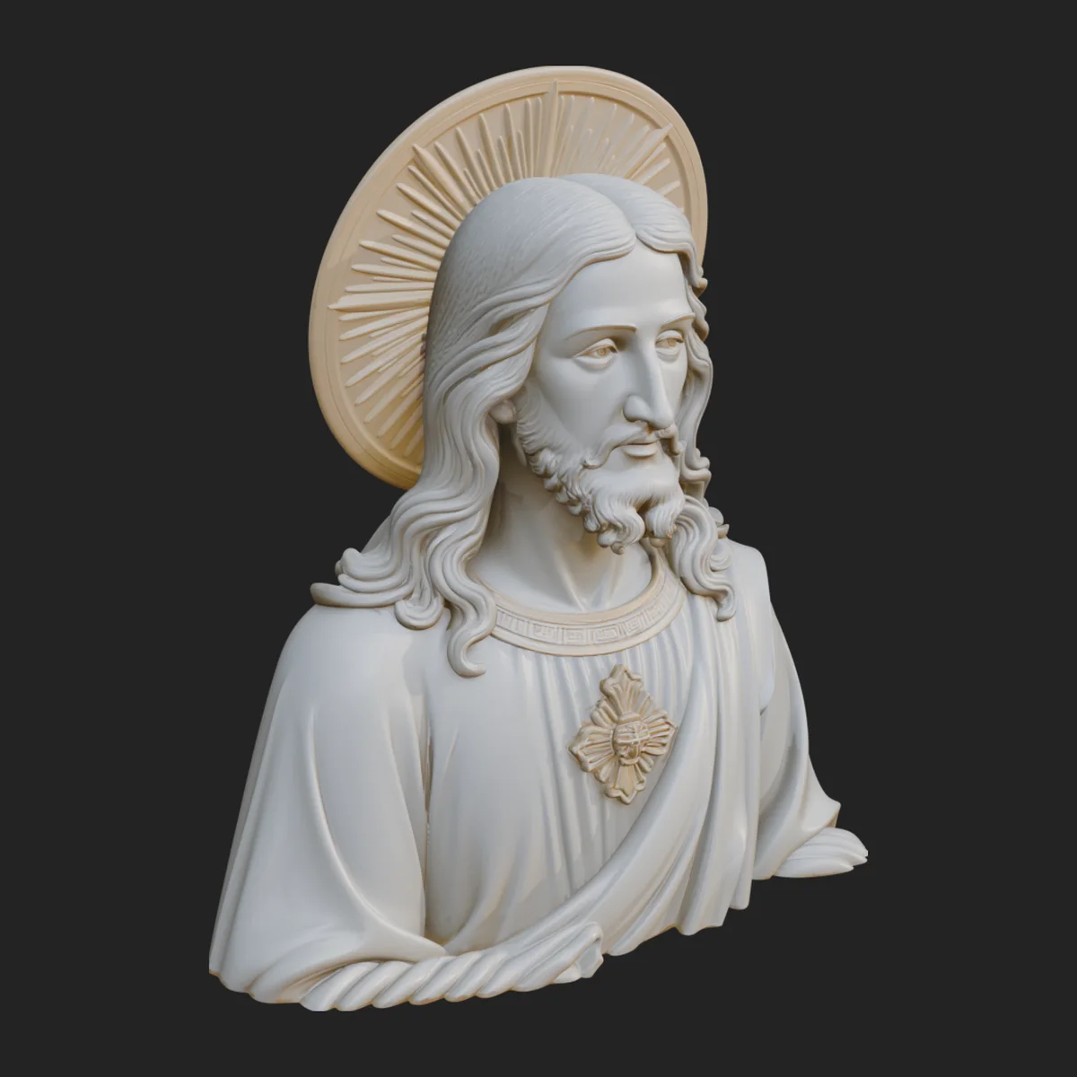 Haloed Christ Relief Bust Statue Design 3