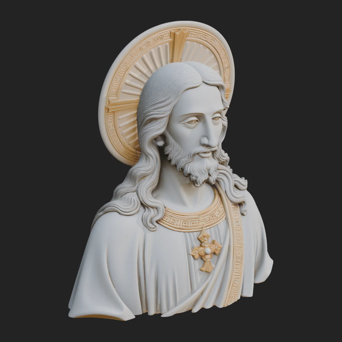 Haloed Christ Relief Bust Statue Design 4