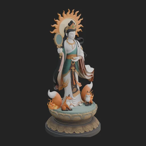 Haloed Standing Guanyin Statue Design 3