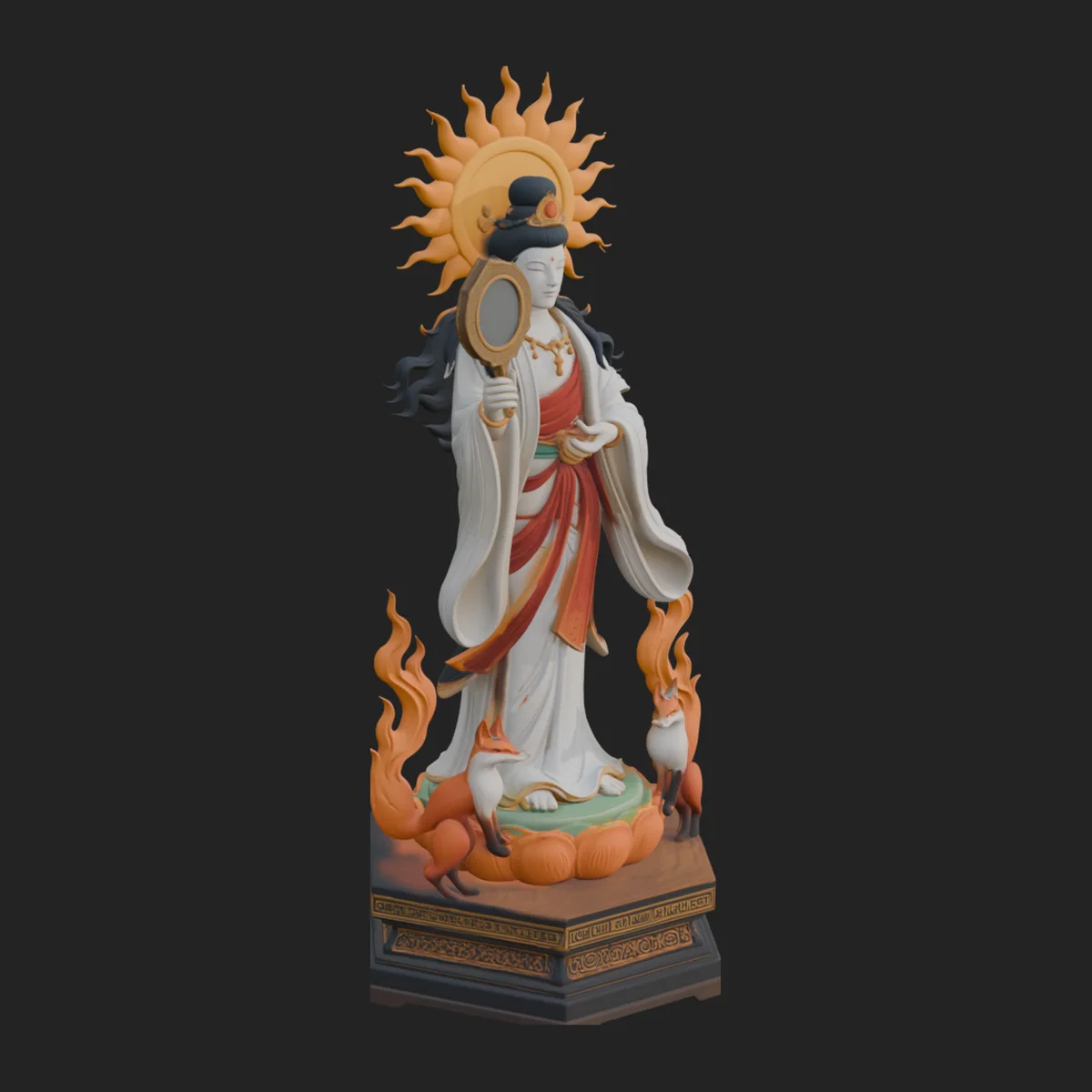 Haloed Standing Guanyin Statue Design 4