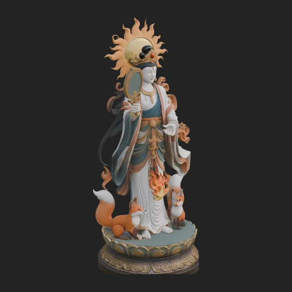 Haloed Standing Guanyin Statue Design 5