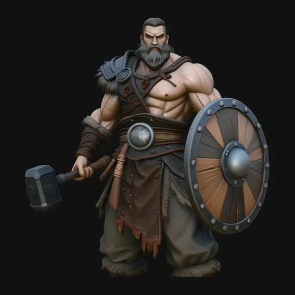 Hammer and Shield Warrior Statue Design 1