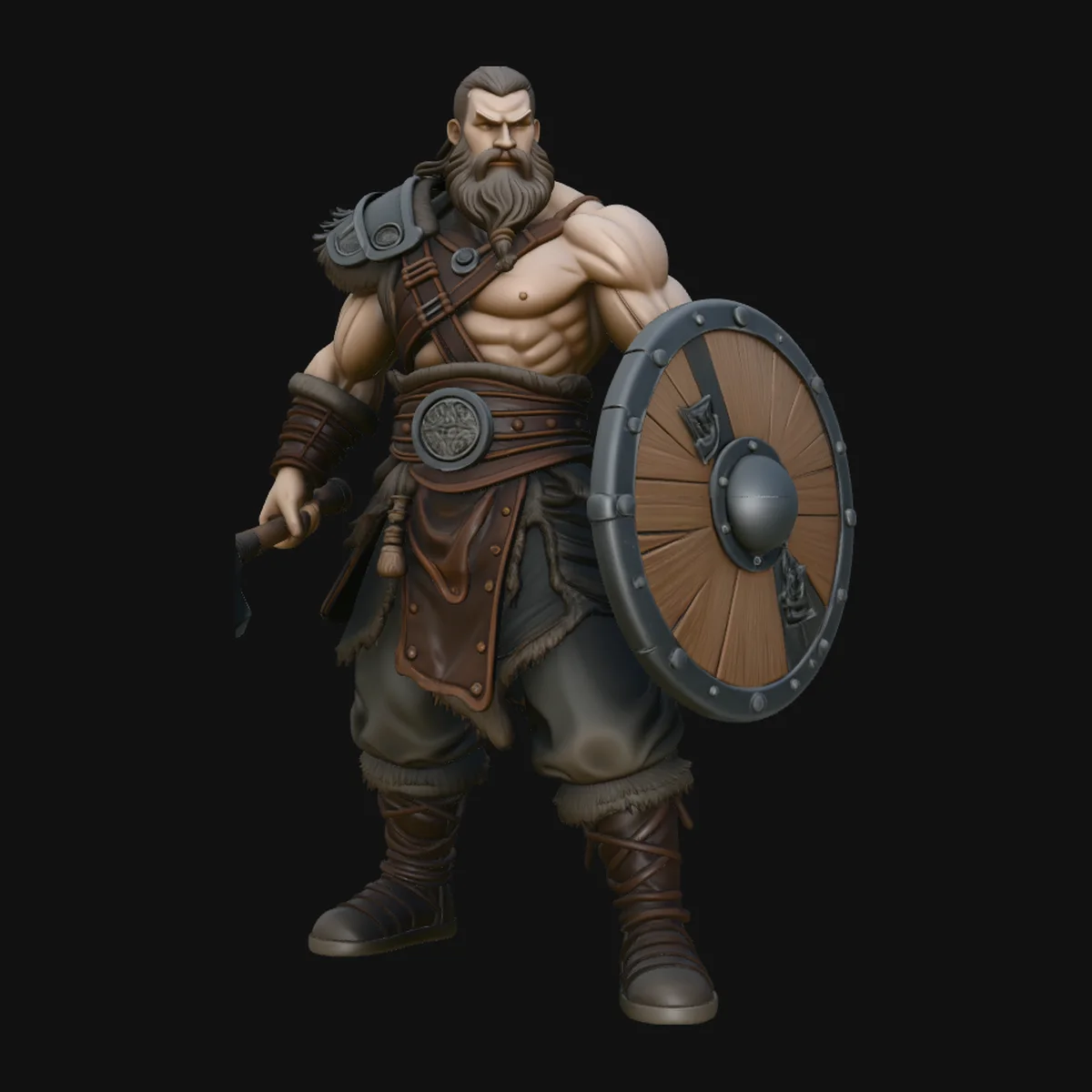 Hammer and Shield Warrior Statue Design 4