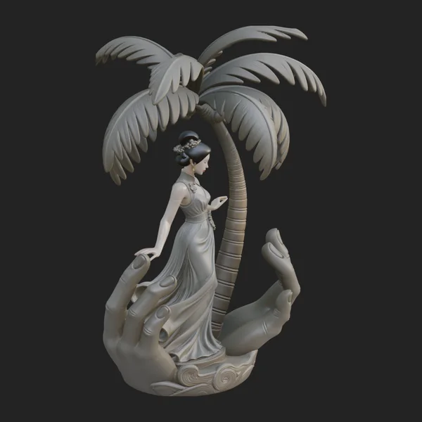 Hands Holding Palm Tree Statue Design 3