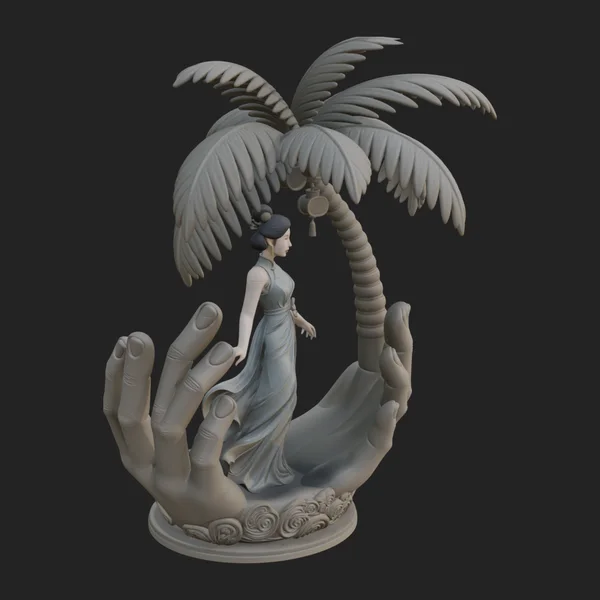 Hands Holding Palm Tree Statue Design 4