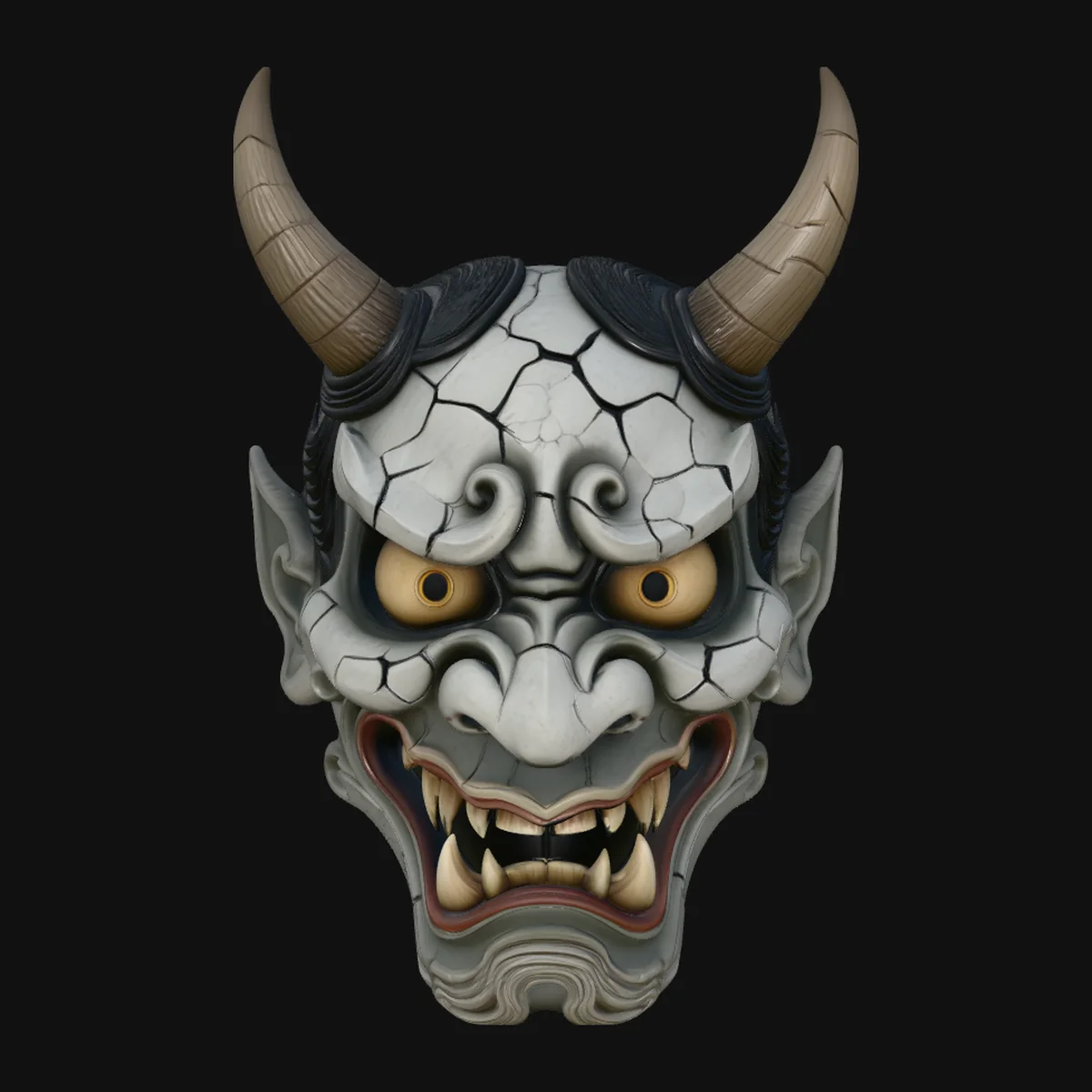 Hannya Oni Mask Wall Art Design 1