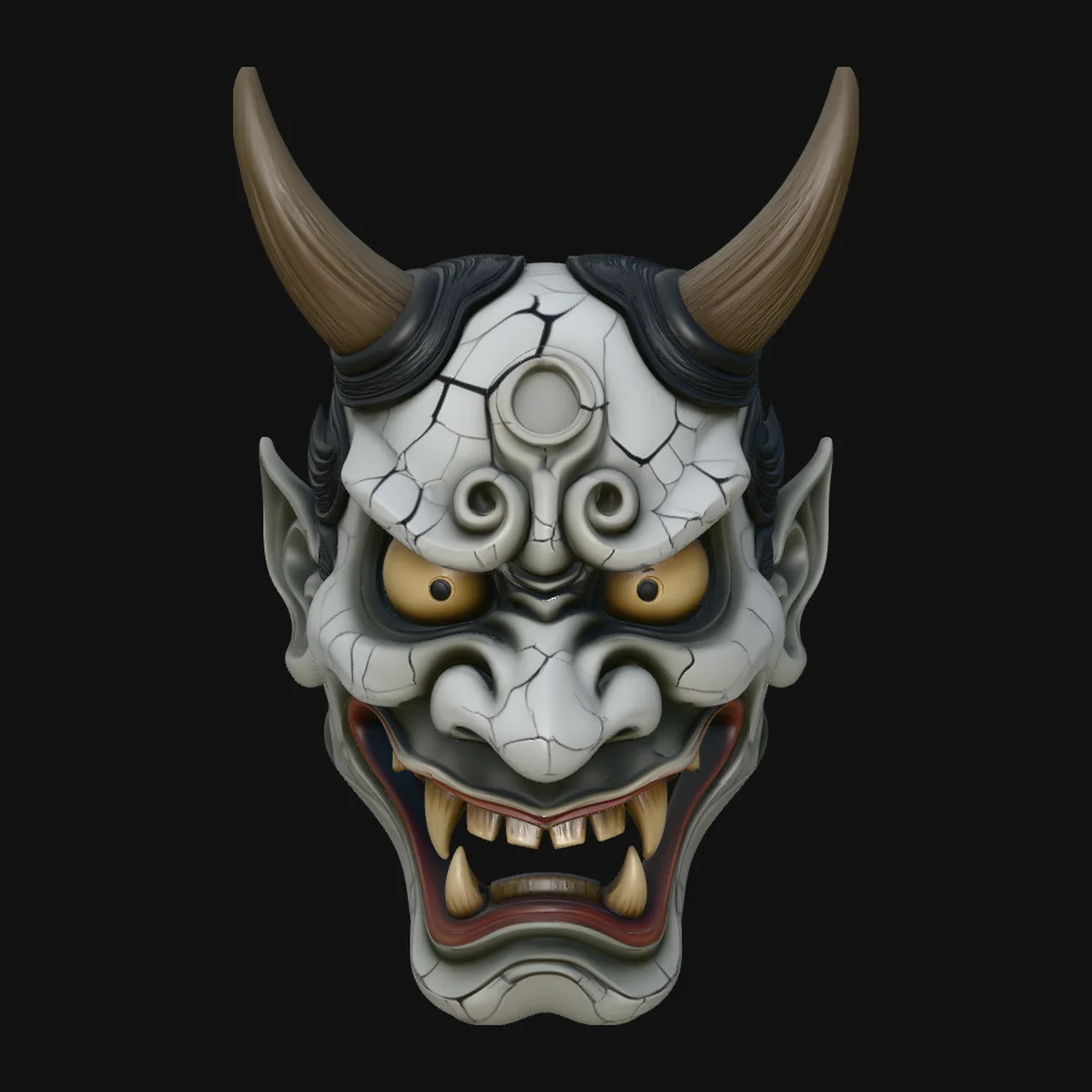 Hannya Oni Mask Wall Art Design 2