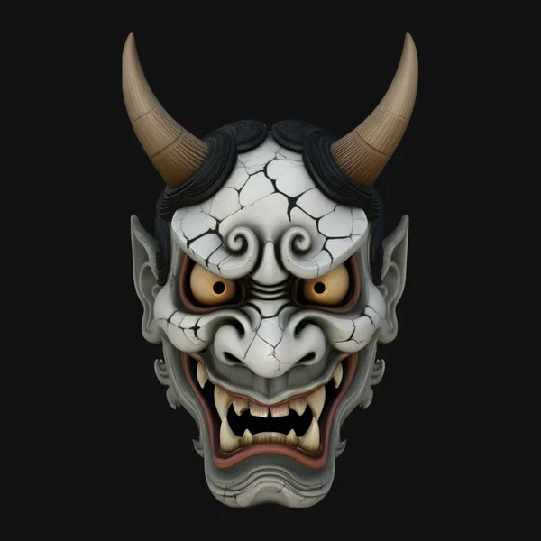 Hannya Oni Mask Wall Art Design 3