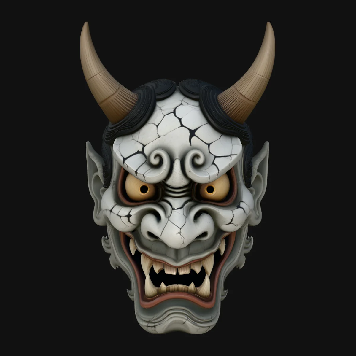 Hannya Oni Mask Wall Art Design 3