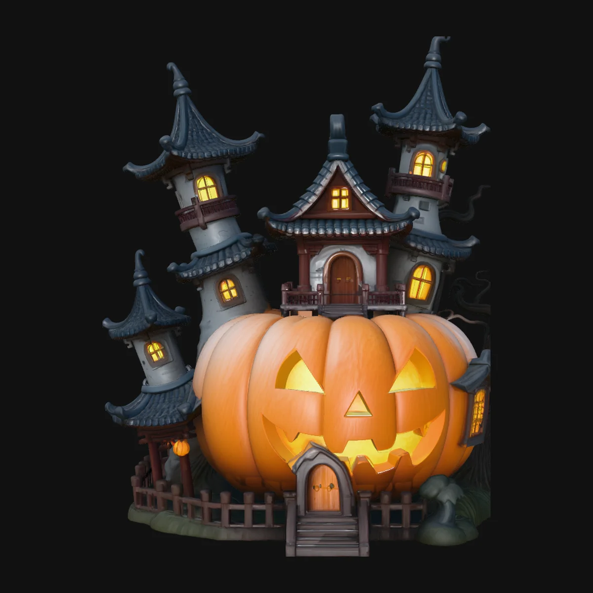 Haunted Pumpkin House Model Design 1