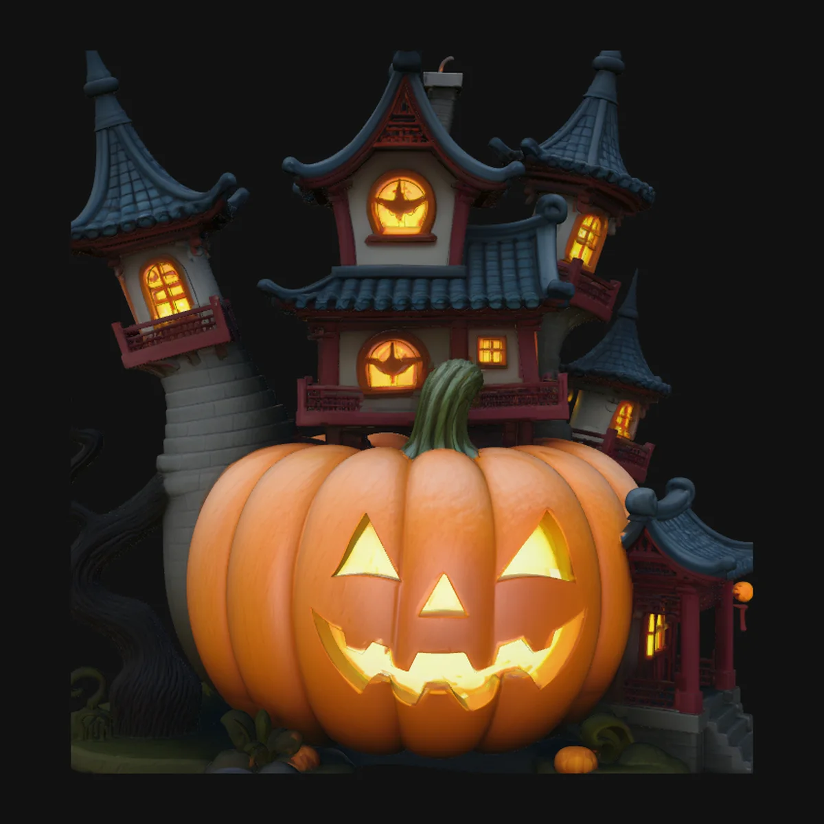 Haunted Pumpkin House Model Design 3