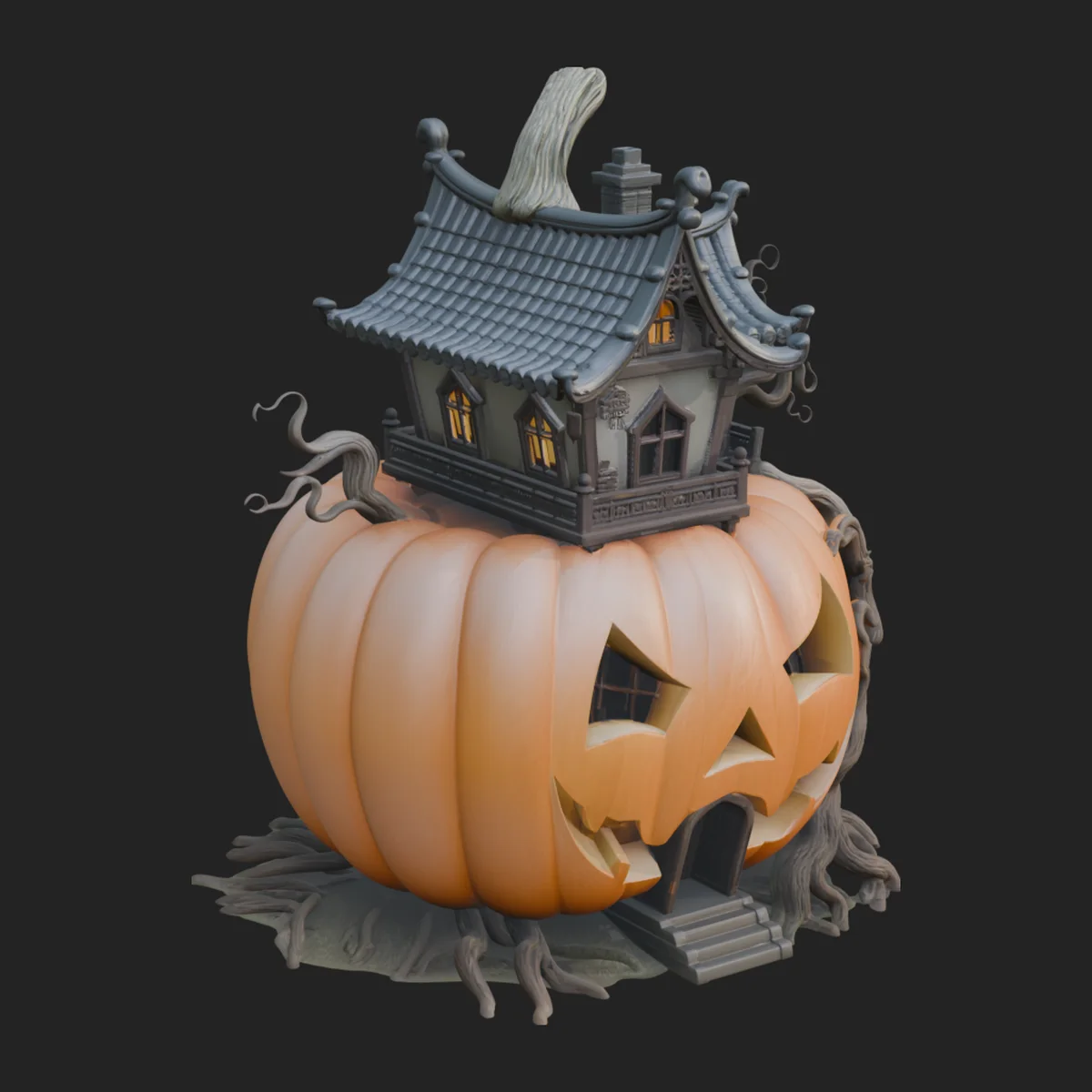 Haunted Pumpkin House Model Design 6