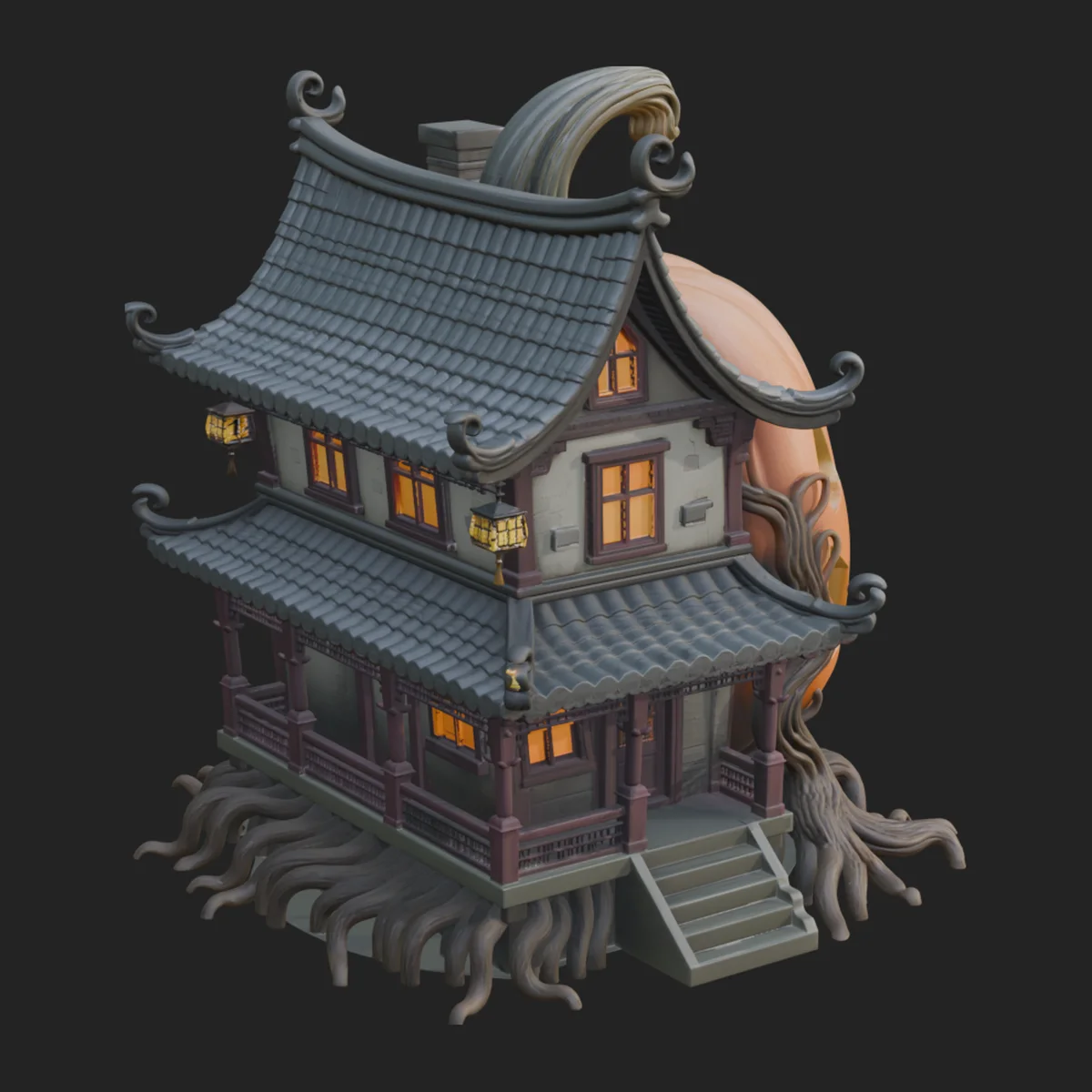Haunted Pumpkin House Model Design 7