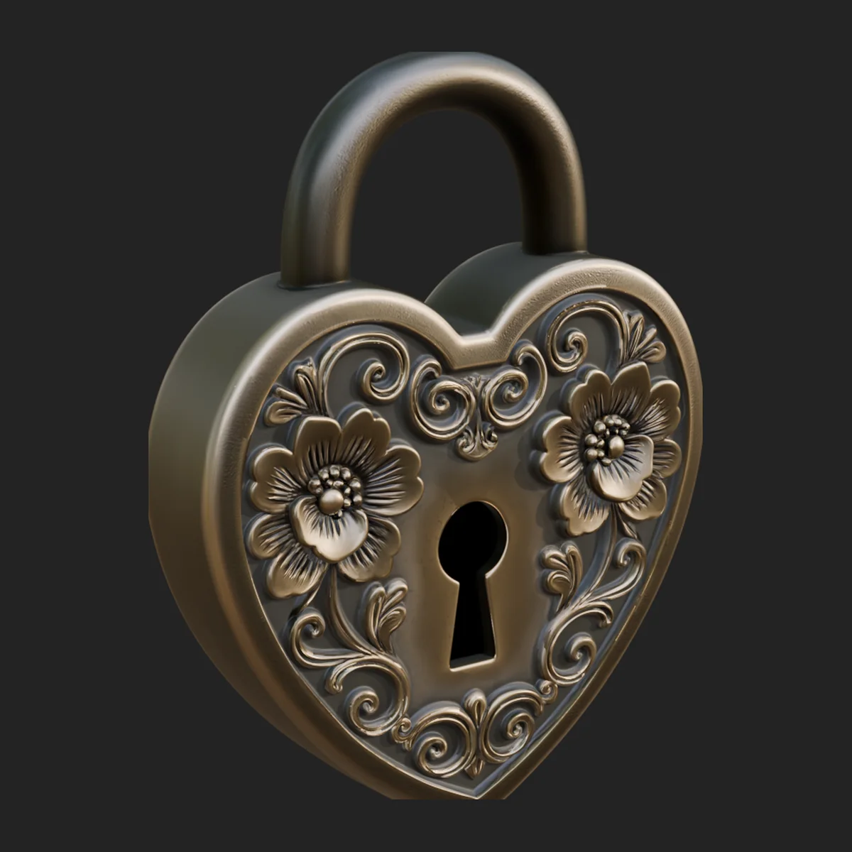 Heart Padlock Ornament Design 2
