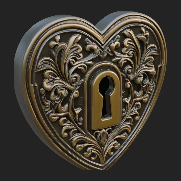 Heart Padlock Ornament Design 3