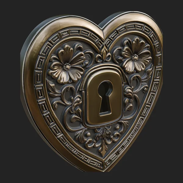 Heart Padlock Ornament Design 5