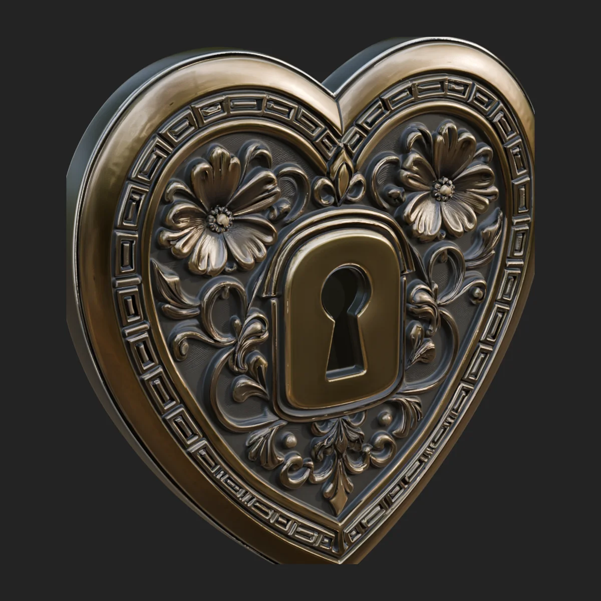 Heart Padlock Ornament Design 5
