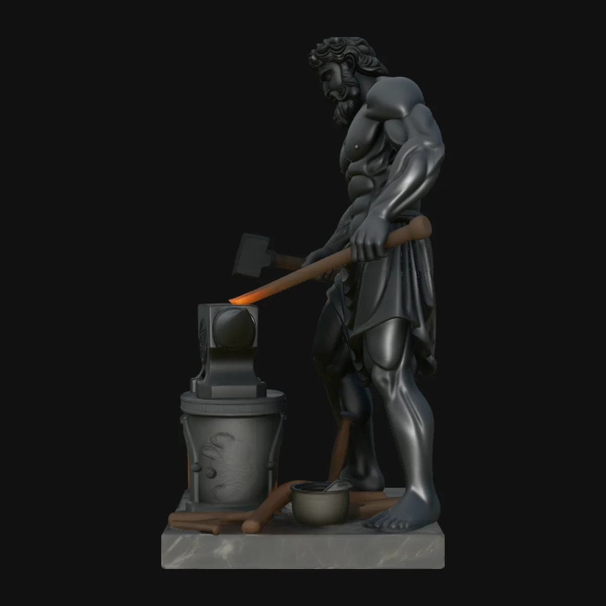 Hephaestus at the Forge Statue Design 1