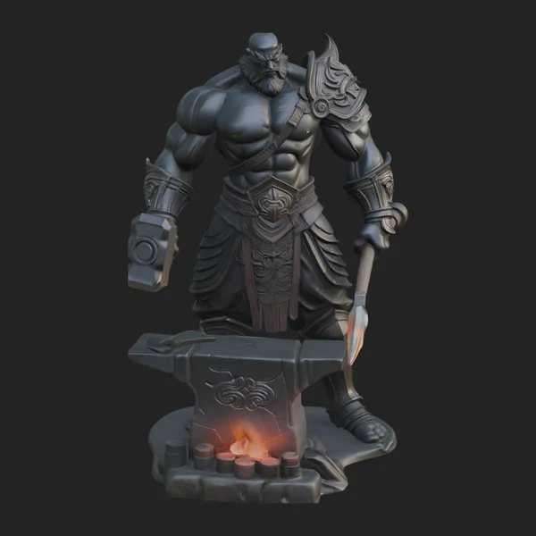 Hephaestus at the Forge Statue Design 10